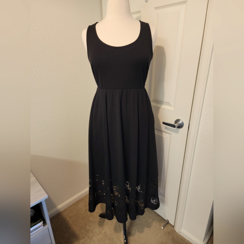 Beautiful Long Black Lace Bottom Dress
